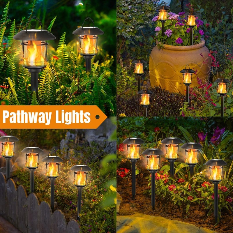 Dynaming 6 Pack Solar Flame Torch Lights Outdoor, Halloween Dual Use Flickering Flame Garden Light, Christmas Hanging Lanterns, Auto On/Off & Waterproof Lighting for Lawn Patio Yard Walkway Driveway - Image 5